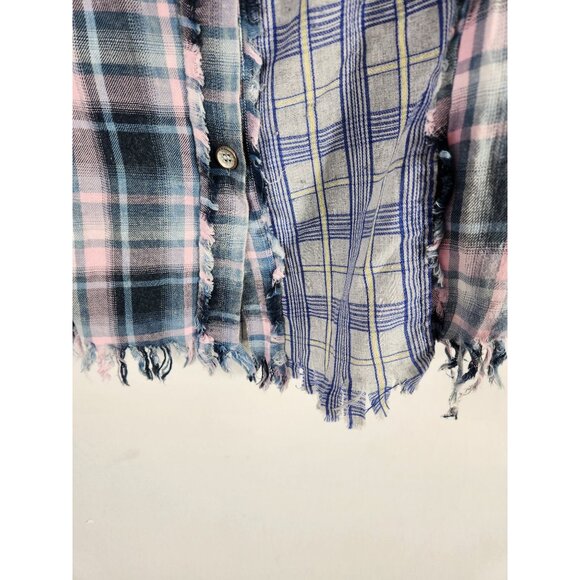 NWT Blue Velvet Womens Shirt Button Up Unique Mixed Pattern Boho Western L - Picture 5 of 6